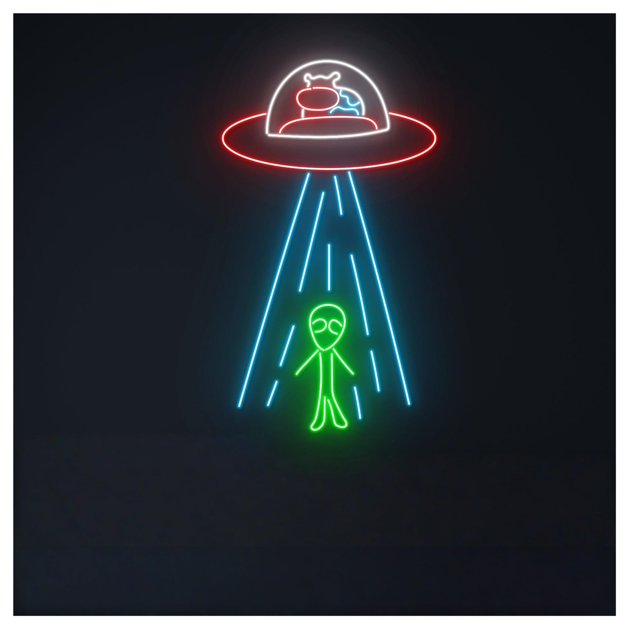 RONGCH Hanging Art Neon Signs Cow UFO Alien Neon Sign Room Wall Art Decor for Gameroom Bedroom Party Bar Livingroom 58cm