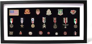 Military Shadow Box Frame,Military Medal Display Case,Memorabilia Display Cases,Pin Display Case,21.8"x10.2"Solid Wooden H...