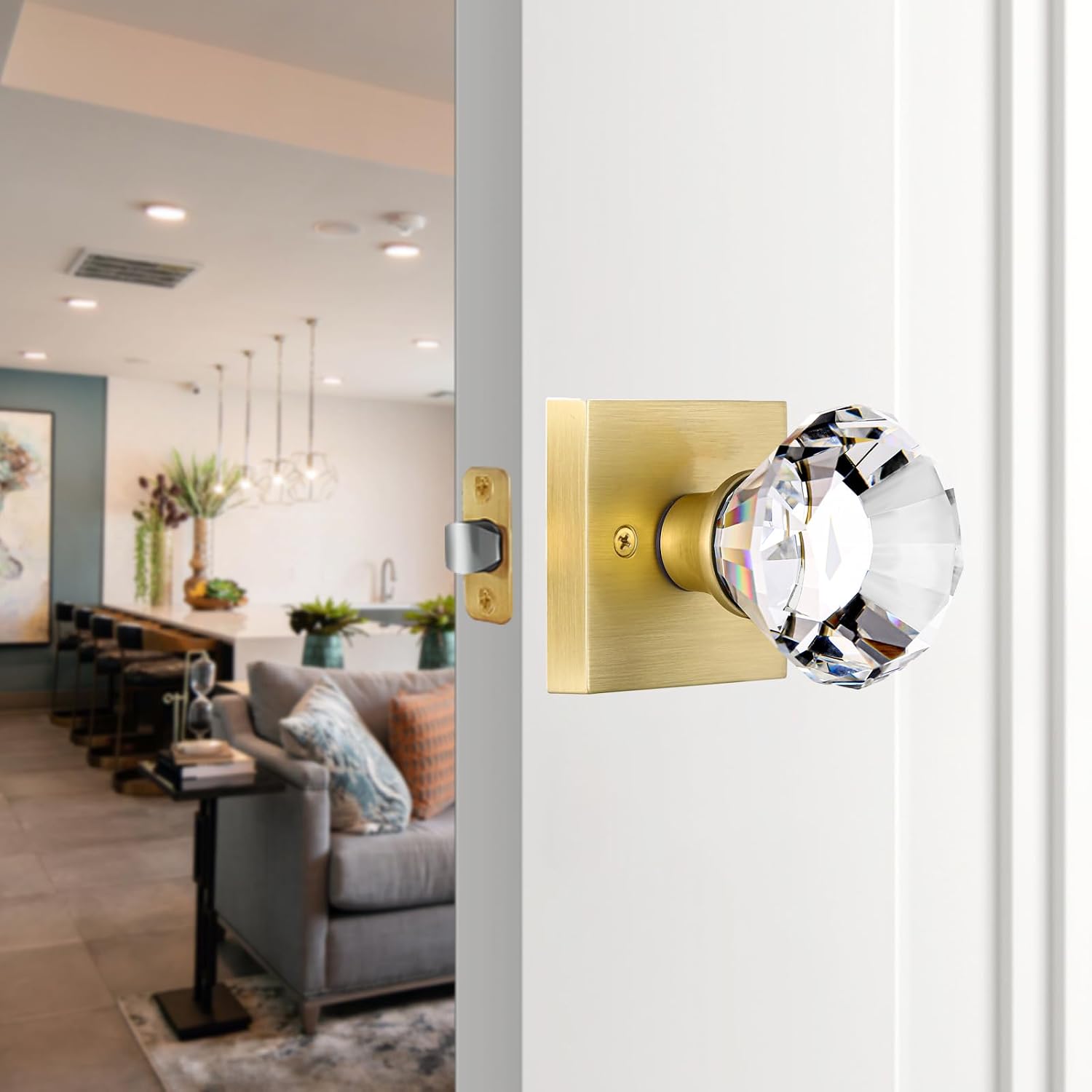HIEMEY BS-008N Glass Crystal Passage Door Knob Package Contents