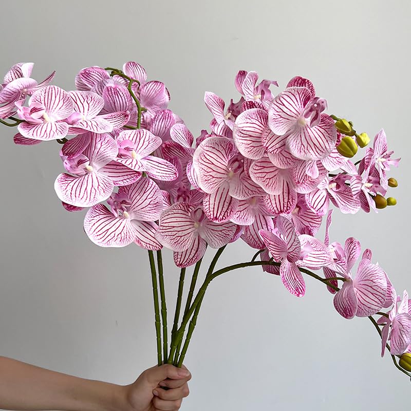 Dekoration mit Kunstblumen, Künstlicher Phalaenopsis-Blumenstrauß, Mehrfarbig, for Heimdekoration, Hochzeiten, Veranstaltungen(Rosered)