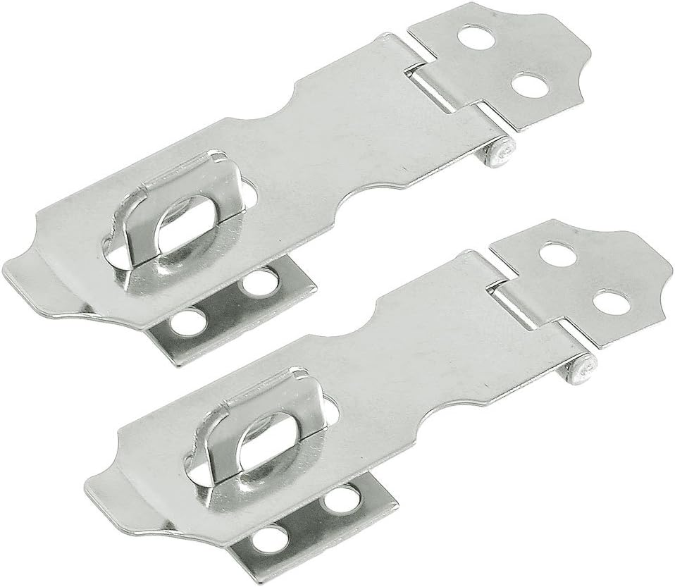 uxcell Cabinet Gate Door Stainless Steel Hasp Staples 2.2" Long 2 Set