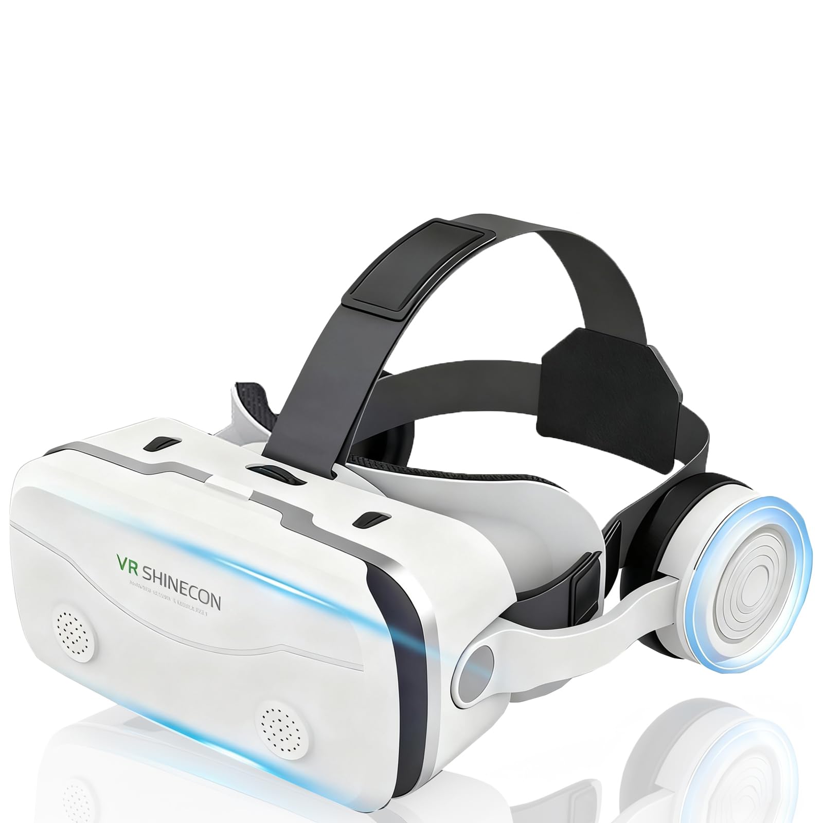 Gafas VR, 3D VR Gafas de Realidad Virtual VR Glasses Objetivo y Pupila Regulable para 4.7" - 7.2" Android/iOS Smartphone (Blanco)