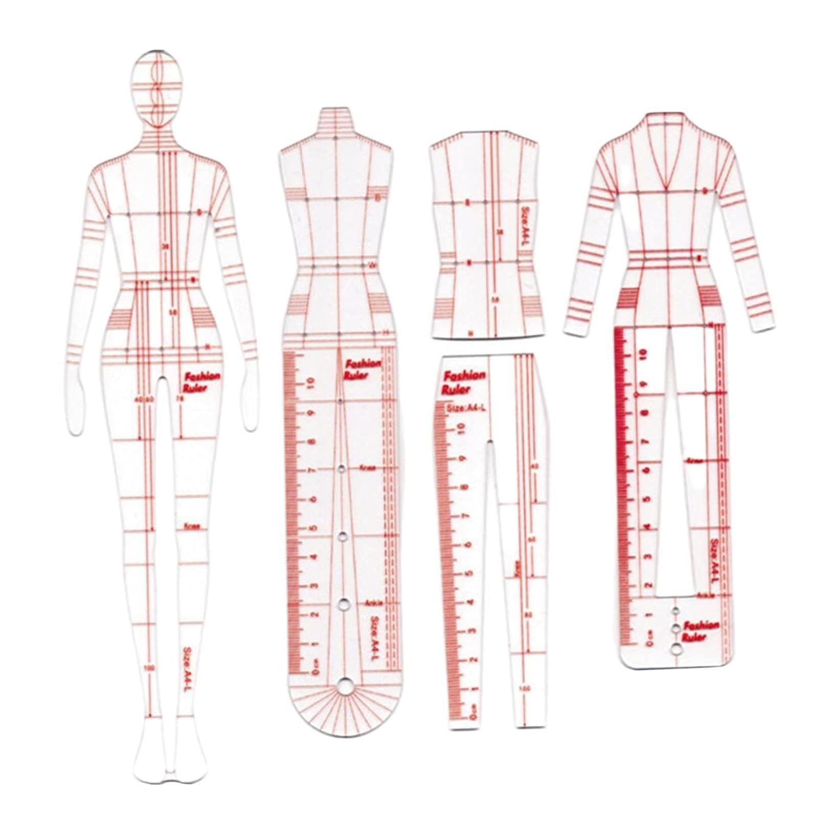 Qianly Reglas para Plantillas de Dibujo de Moda, Reglas para Ilustración de Moda para Ropa de Trabajo