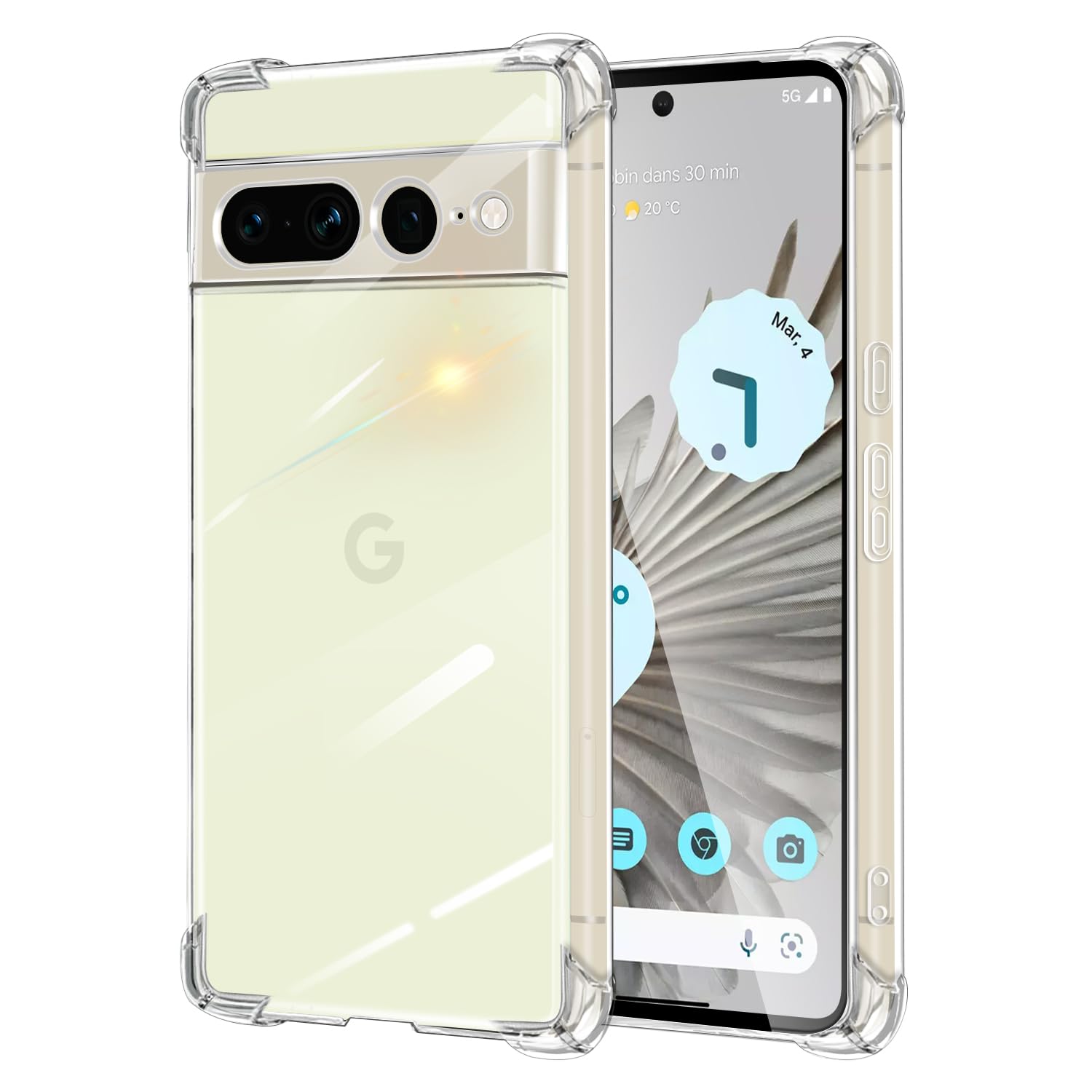 NGAASIDAAT Case for Google Pixel 7 Pro Case,with Airbags Reinforced Corners Bumper,Soft TPU Shockproof Protective Phone Case for Women, Men, Clear