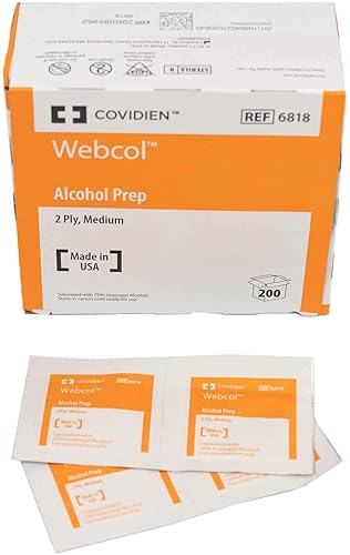 Covidien 6818 Webcol - Preparación de alcohol, estéril, mediano, 2 capas (paquete de 200)