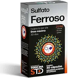 Katiguá, Sulfato Ferroso, Dose Máxima, Mineral Quelato, STD, Sem sabor, 30 Cápsulas rígidas • 30 doses, Preto