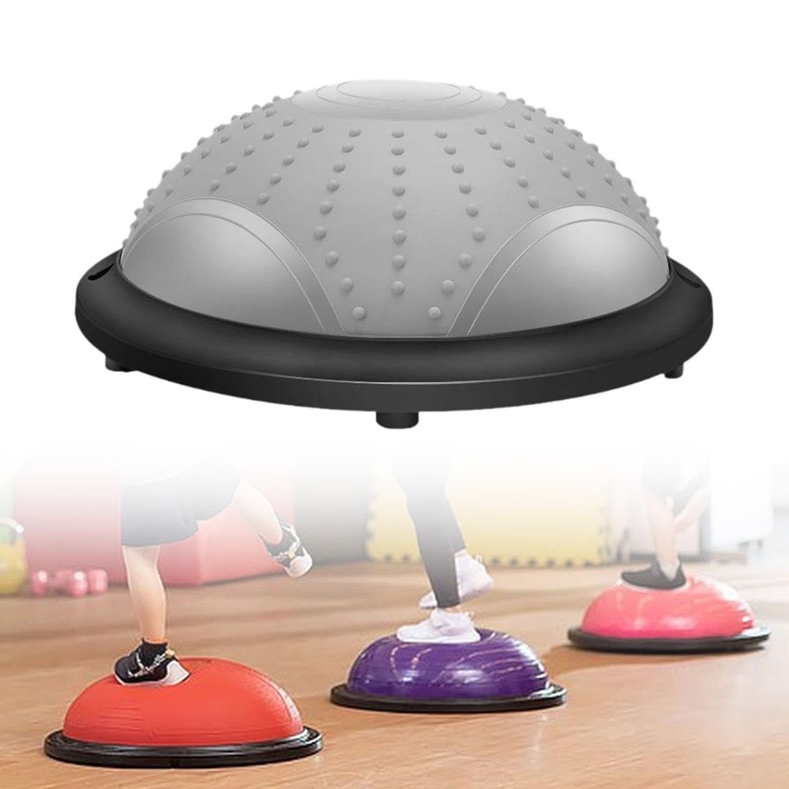 Balance Ball Semicerchio Pilates Fitness Ball Dispositivo di Allenamento con Materiale in PVC E PP Antiscivolo per Un Uso Versatile a Casa, Grigio