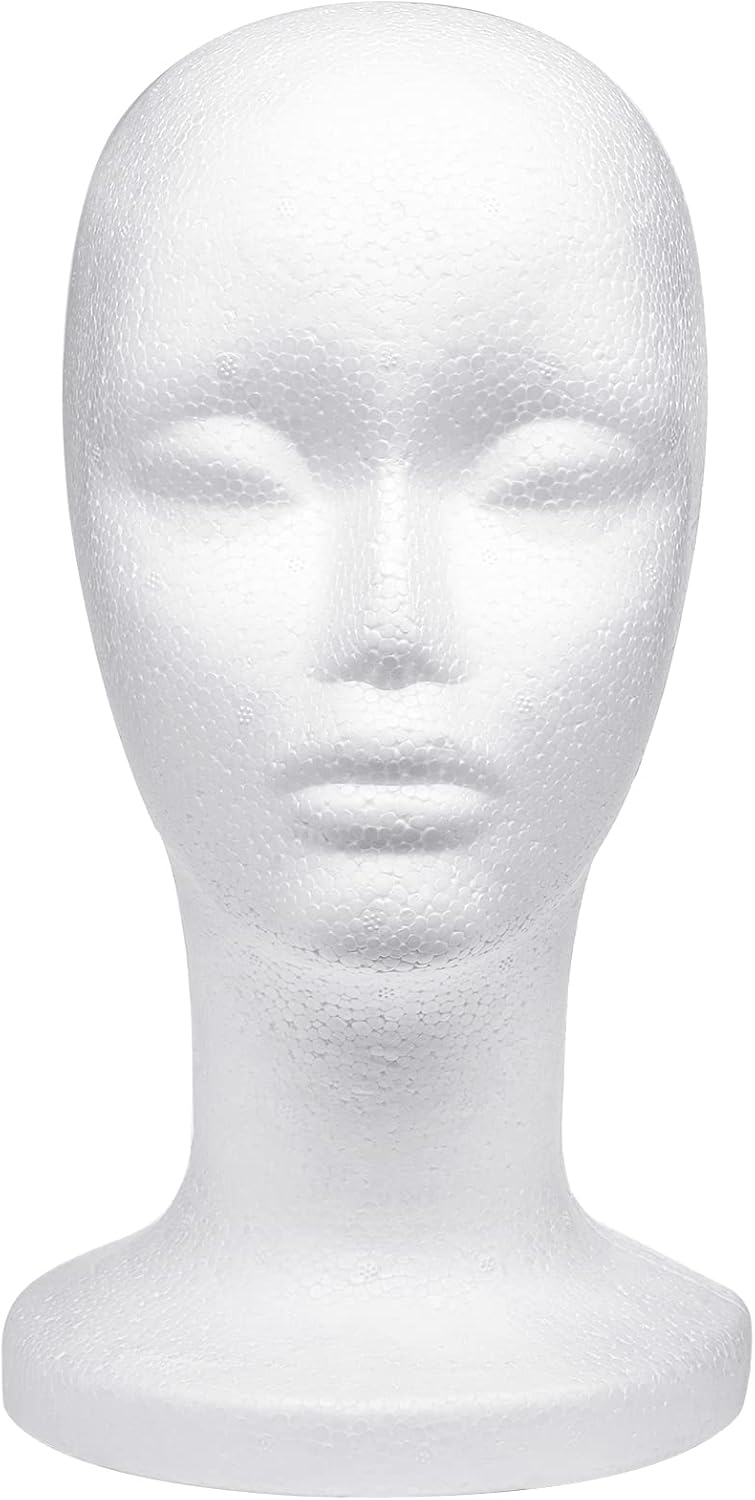 Foraineam 3 Pack 12 Inch Foam Head Female Foam Wig Head Mannequin Manikin Cosmetics Model Display Holder Hats Glasses Hairpieces Stand