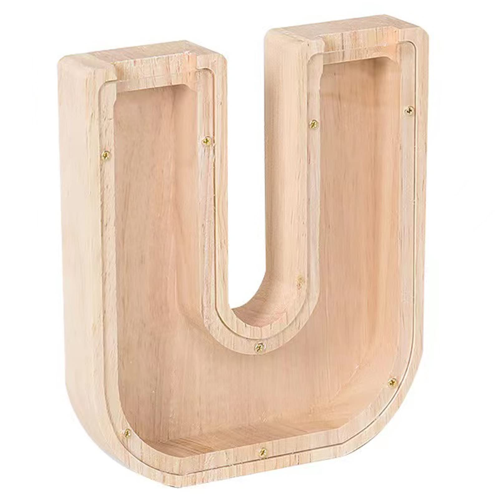 Photo 1 of Piggy-Bank for Kids Boys Girls Large Piggy Banks 26 English Alphabet Letter,Personalized Wooden,Transparent Money Saving Box Custom Text Name DIY Creative Gift for Real-Money (U)