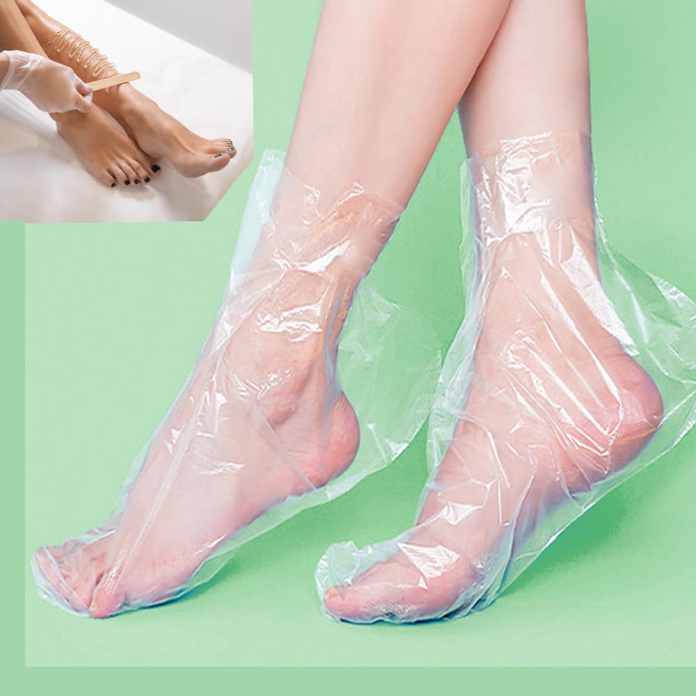 100 pezzi Clear Plastic Stivali usa e getta Paraffina Bad Liner Maschera per piedi per pedicure Hot Spa Wax Treatment Copri piedi Borse Paraffina