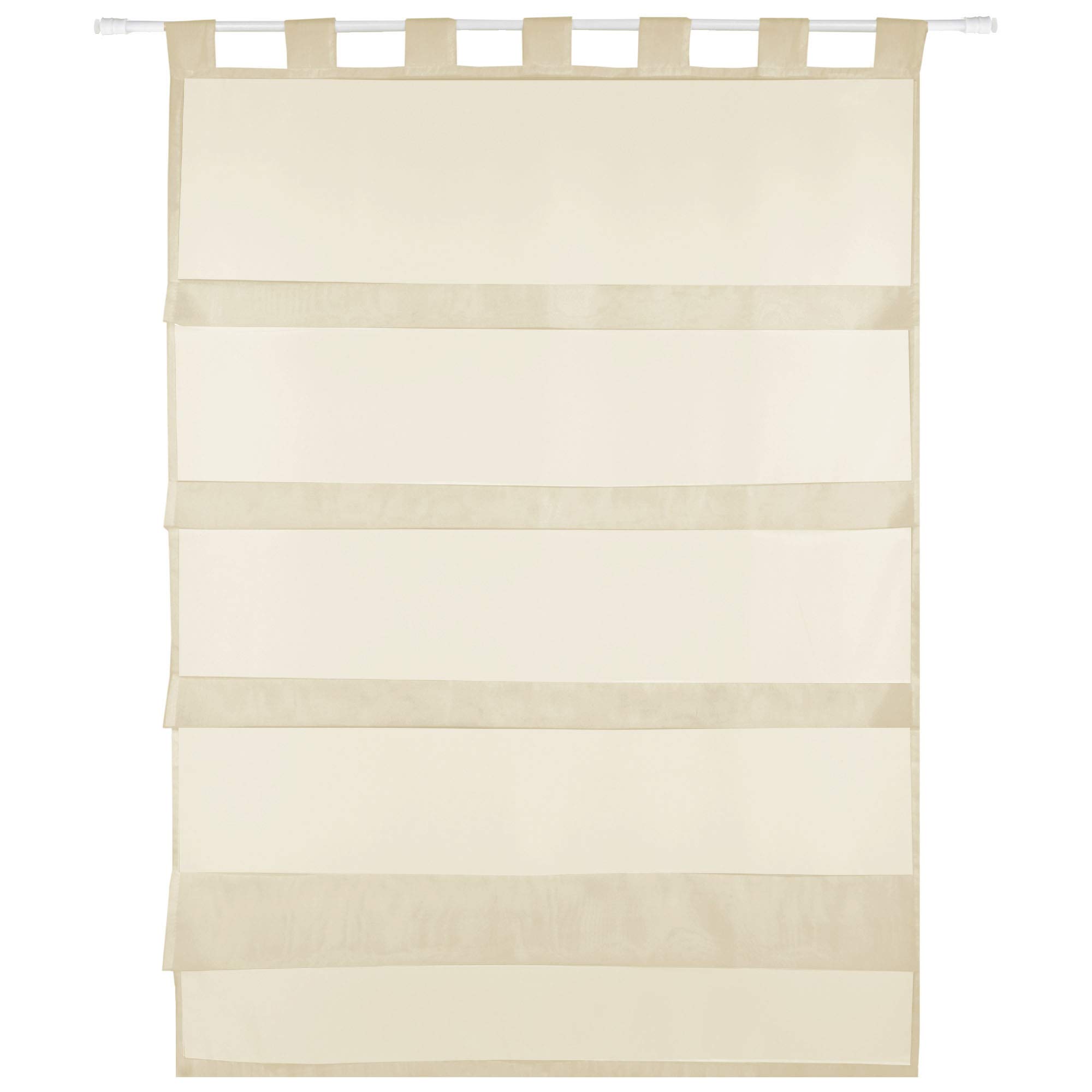 Rideau De Bistrot Transparent Bleu - 90x110 Cm, Effet Plissé Et Passants Inclus