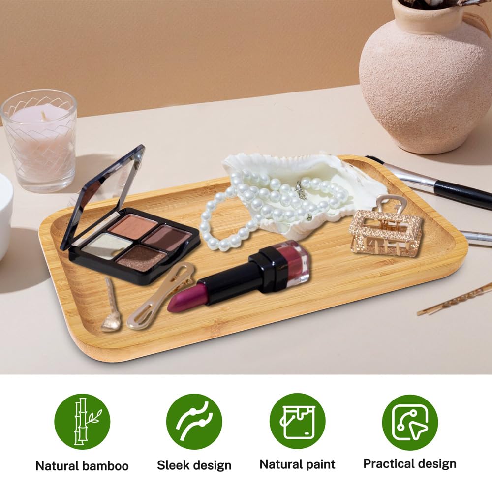 SenaiMy Plateau en bambou, organizateur de cosmétiques, plateau de service en bois pour thé, vaisselle, cosmétiques (A SenaiMy Plateau en bambou, organizateur de cosmétiques, plateau de service en bois pour thé, vaisselle, cosmétiques (A
