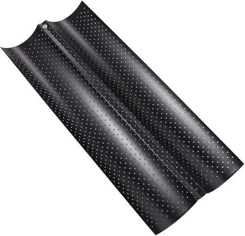 Luxshiny Bandeja de parrilla Bandeja de parrilla antiadherente perforada para pan francés, bandeja para hornear pan francés, sartén para pan, 2