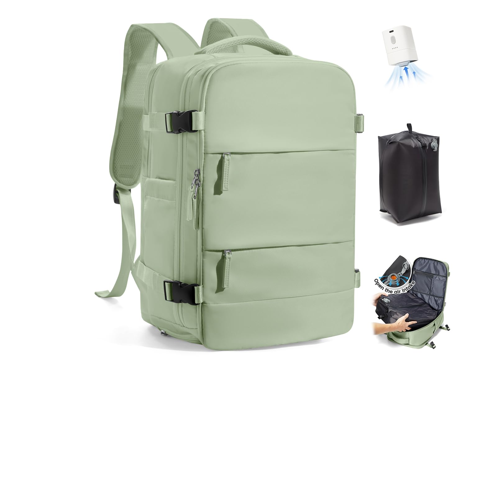 SZLX Zaino Ryanair 40x30x20 Sottovuoto con pompa Zaino da Viaggio 40x30x20 Ryanair Wizzair Bagaglio a Mano 40x20x25 Donna da impermeabile Zaino Casual Laptop da 14 Pollici con Scomparto per Scarpe