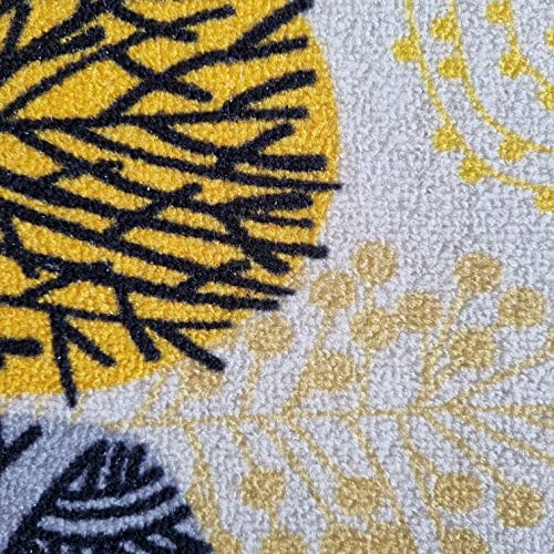 Image of Matz&More Floral Circle Tree Rug | 100x150 CM | Beige Yellow | Soft Nylon Loop Pile with Anti-Slip Gel Backing | Living Room, Bedroom & Office Floor Carpet