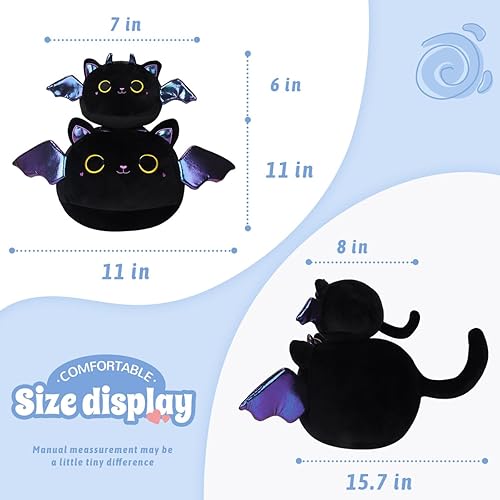 Miniatura 4 de Almohada de peluche de gato negro de 7 pulgadas, animales de peluche de gatito negro, suave peluche Kawaii para niños
