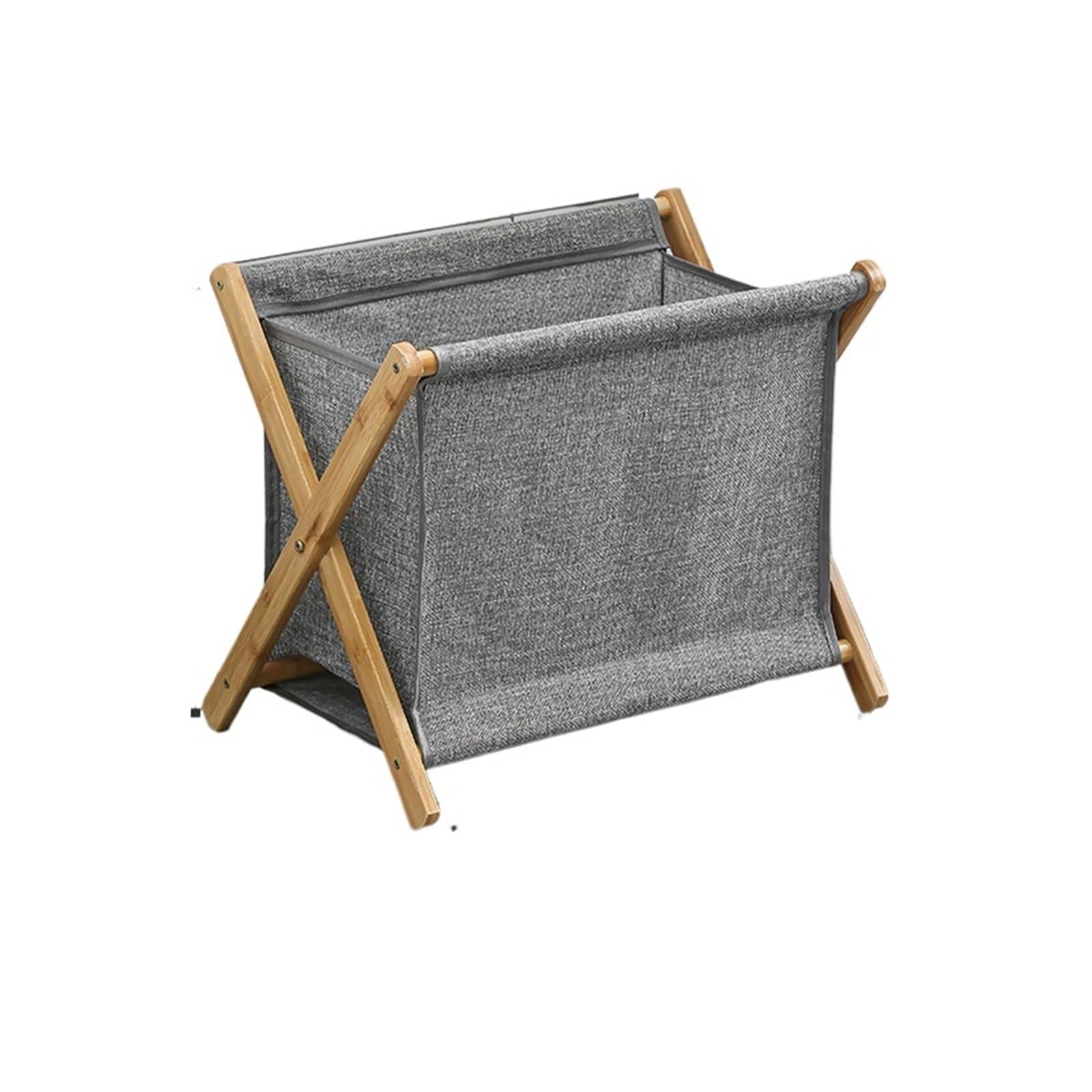 Dirty Clothes Laundry Basket Wood Bracket Foldable Cotton Linen Storage Baskets For Bedroom(Color2)