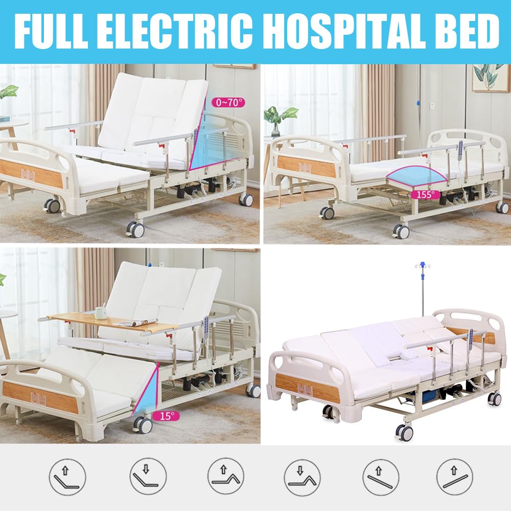 Letto elettrico ospedaliero di alta qualità per uso domestico, telecomando wireless, testa e piedi inclinati, portata fino a 550 libbre, per l'assistenza domiciliare dei pazienti