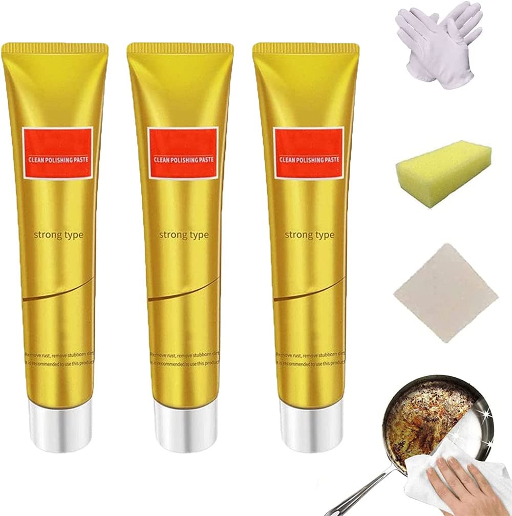 Lcmei 2023 New All Metal Polish Cream,Metal Polishing Paste,Multifunction Rust Remover For Kitchen Stainless Steel/Aluminum/Brass/Copper (3pcs)