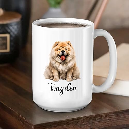 Miniatura 4 de Taza de cerámica personalizada para perros Chow Chow Chow, taza de café con nombre personalizado Chow Chow, regalos para los amantes de los perros,