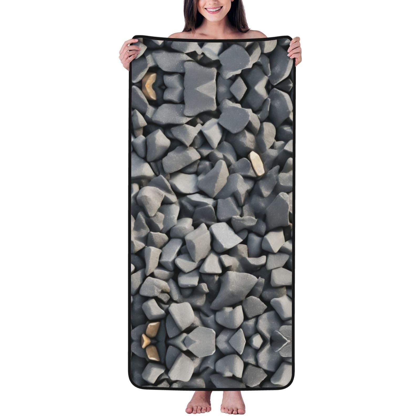 KPXXAQT Pebble Stone Pattern Print Coral Velvet Bath Towel Soft Absorbent Towels Home Vacation Or Summer Gifting