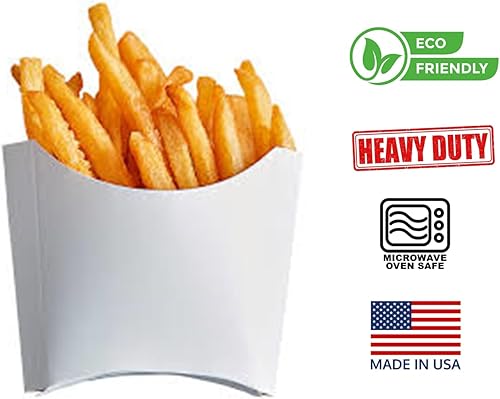 Miniatura 3 de Mr Miracle Soporte para papas fritas a prueba de grasa, taza desechable blanca para papas fritas, caja de papas fritas, 3 onzas, paquete de 100