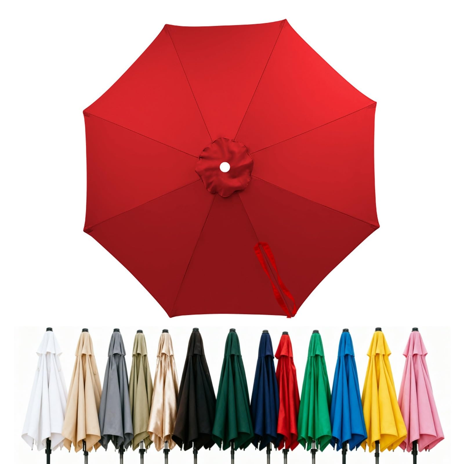 Fade Resistant Parasol Replacement Canopy for 6/8 Ribs, 2m 2.7m 3.0m 4m Garden Umbrella Cover, Waterproof UV30+ Patio Market Parasol Top (Fits Rib Length 112cm/148cm)(Red,(8Rib)300cm) โ image 1