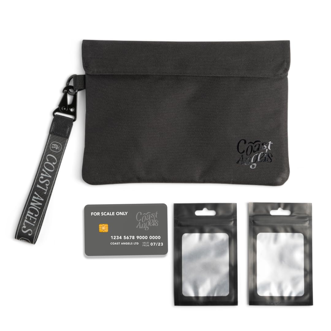 COAST ANGELS Large Carbon-Lined Bag - Odour Control Pouch for Gym Travel, Toiletries and Everyday Essentials