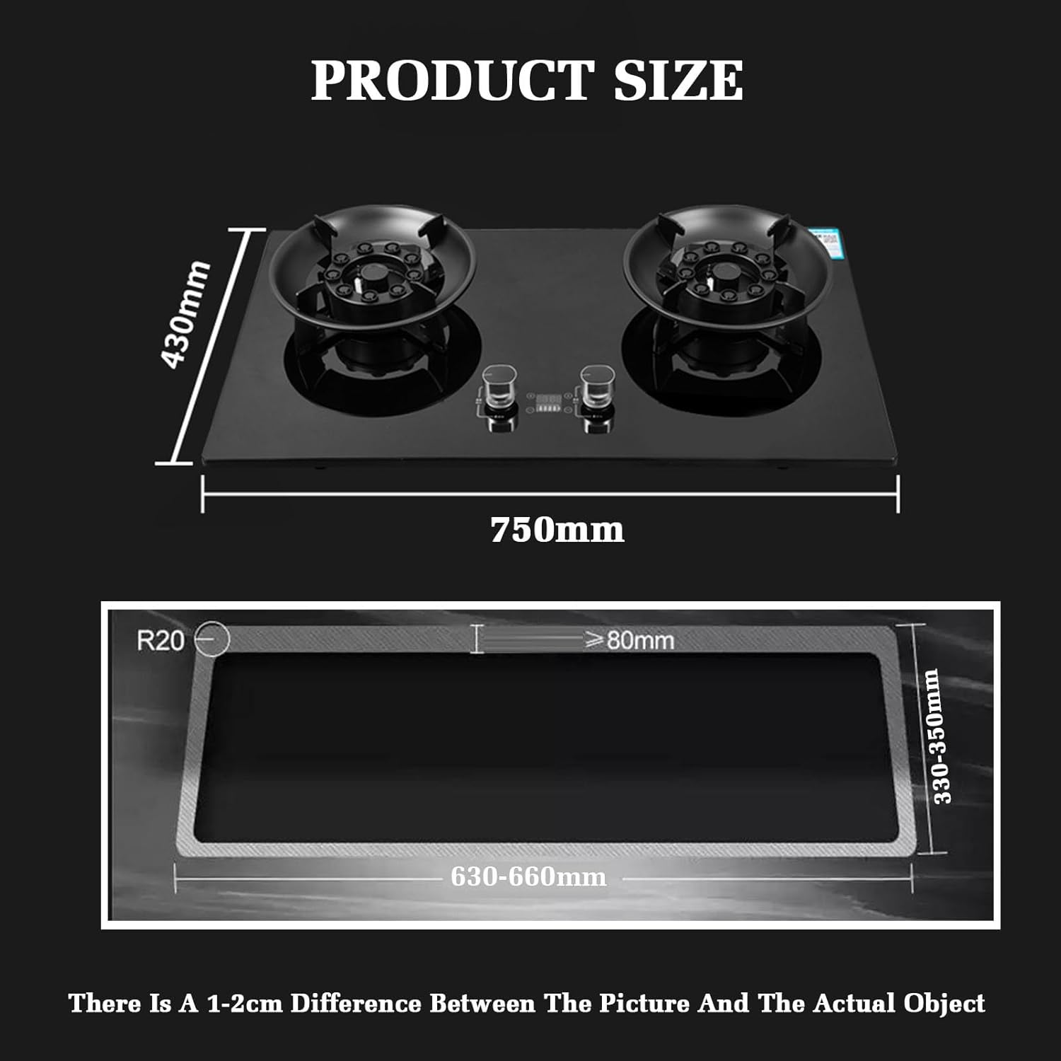 Gas Stove 2 Burners,5.2KW Gas Cooker,Kitchen Counter Top Stove,Independent Timer Both Sides,with Flameout Protection,for Home Kitchen(NG)