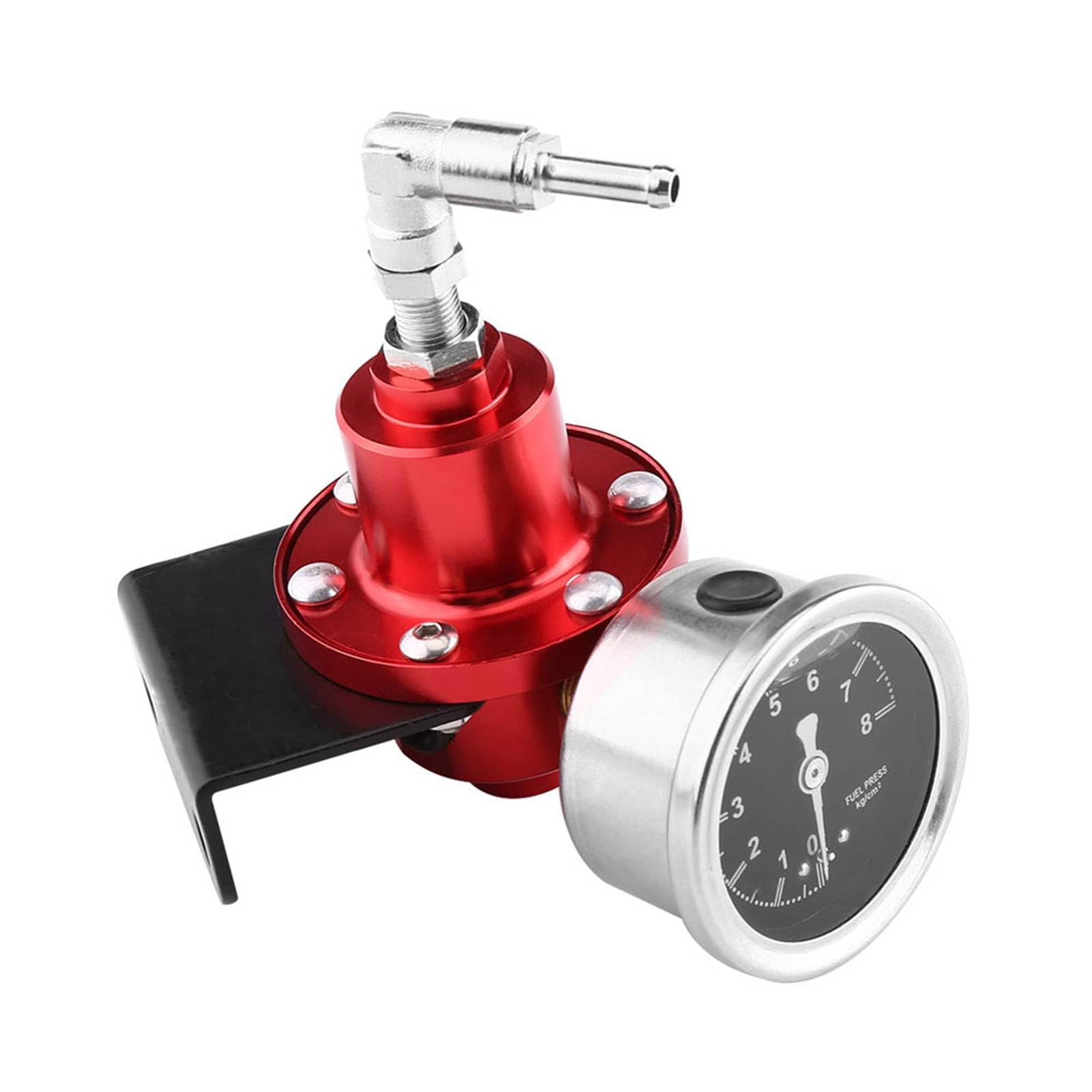 FPR with Gauge 0-140 PSI for car engine fuel pressure control, this is a complete aluminum fuel regulator kit and universal adjustable fuel pressure regulator