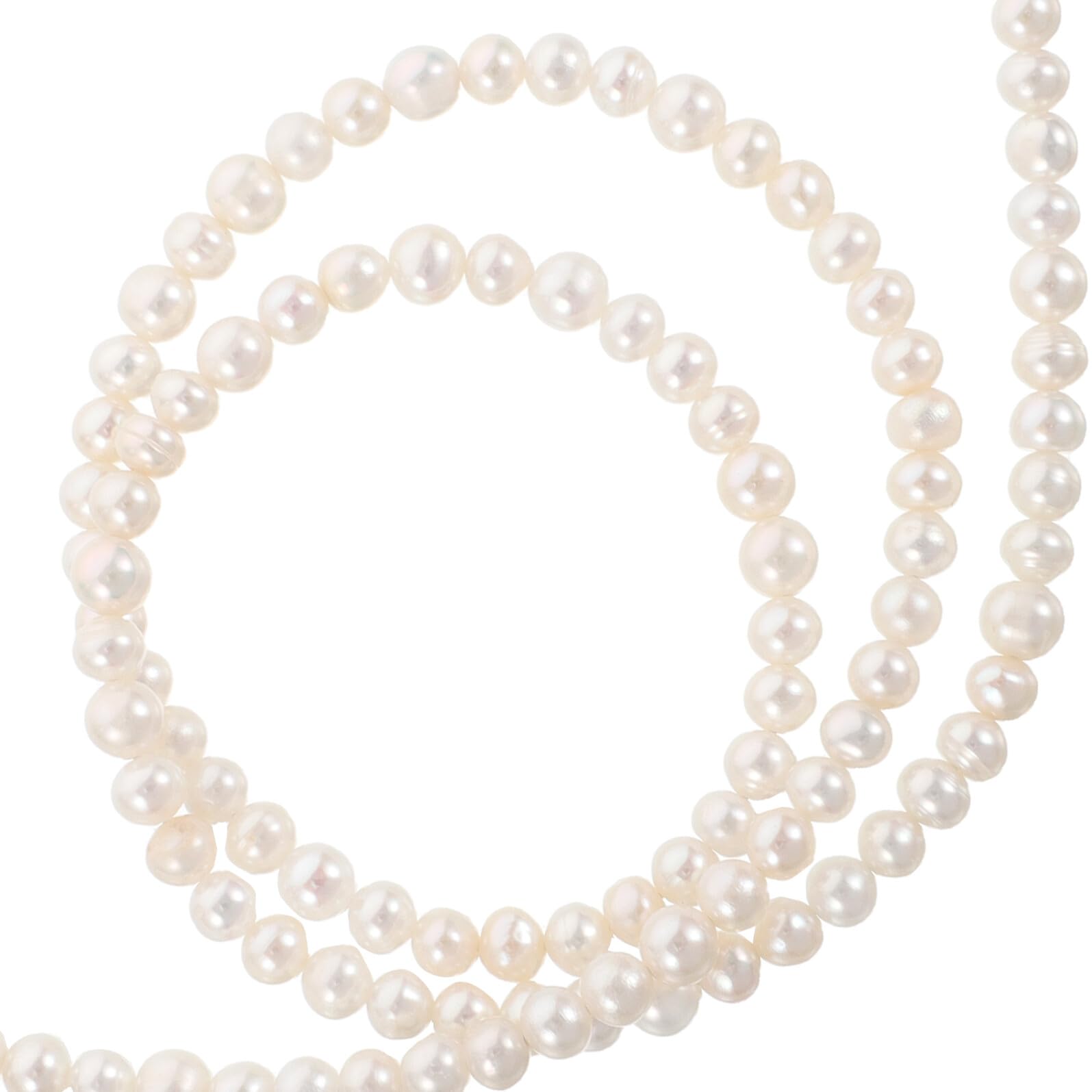 Perlas Sueltas Naturales de Dulce 3-4 MM Redondas Casi Lisas para Manualidades Pulseras Collares y Pendientes Hilo de para Joyería DIY