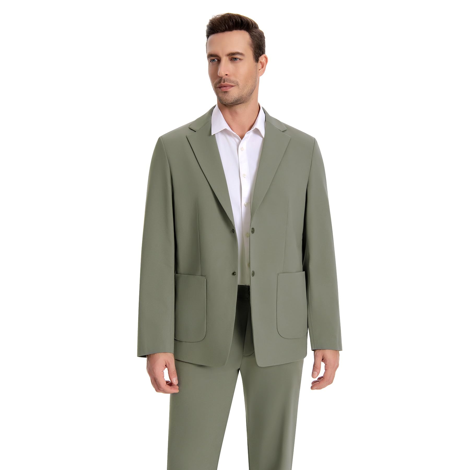 Allthemen Abito da Uomo 2 Pezzi Puro Colore Completo Elasticità Casual da Lavoro Smoking Elegante Sposa