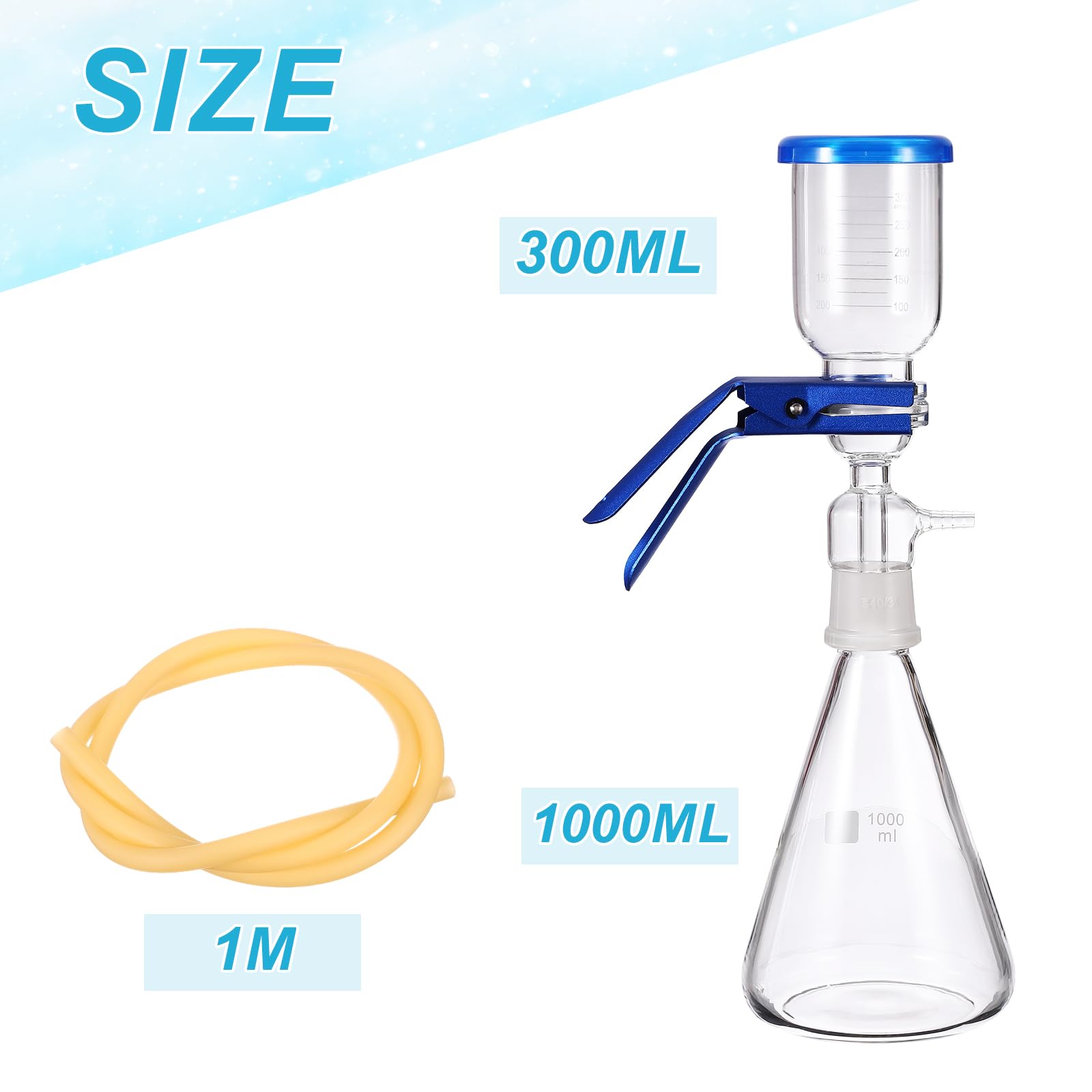 PATIKIL 1 Juego De Filtración Al Vacío, Frasco De Filtración Al Vacío De 1000ml Equipo De Destilación Y Filtración Para Laboratorio Embudo Graduado De Vidrio Borosilicato