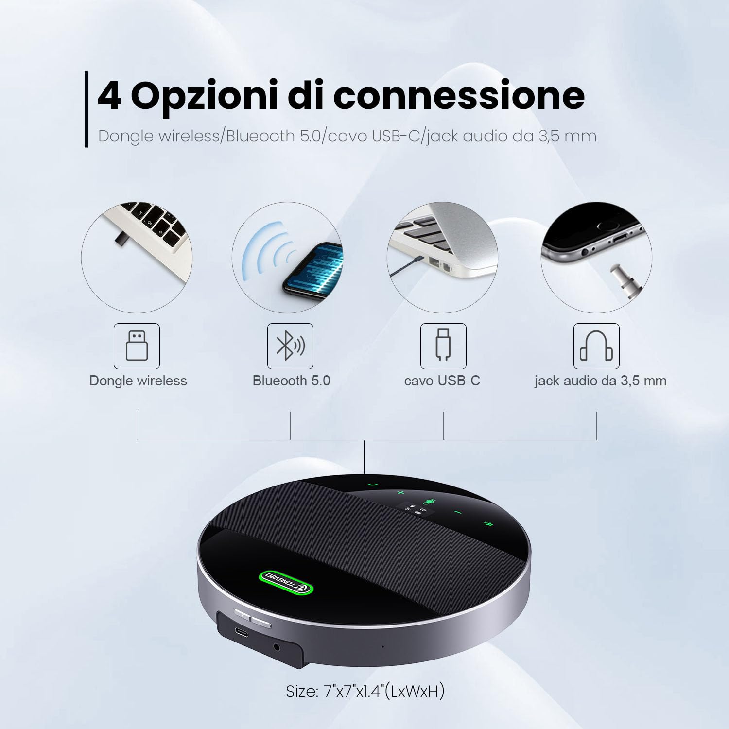 TONGVEO Telecamera per sala conferenze all-in-1 e combinazione di microfono Bluetooth, 1080P 60 fps, zoom ottico 3x, USB 3.0 HDMI, telecamera PTZ e vivavoce per conferenze con microfoni