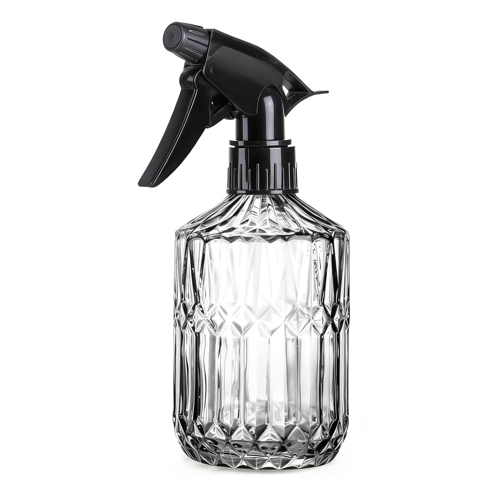 ZhouZGlass Glass Spray Bottle, 13.5oz Fine Mist Plant Mister, Handheld Pressure Spray Bottles with Adjustable Nozzle for Indoor Plants, Spring Gardening,Cleaning, Hair, Pets Care (Grey)