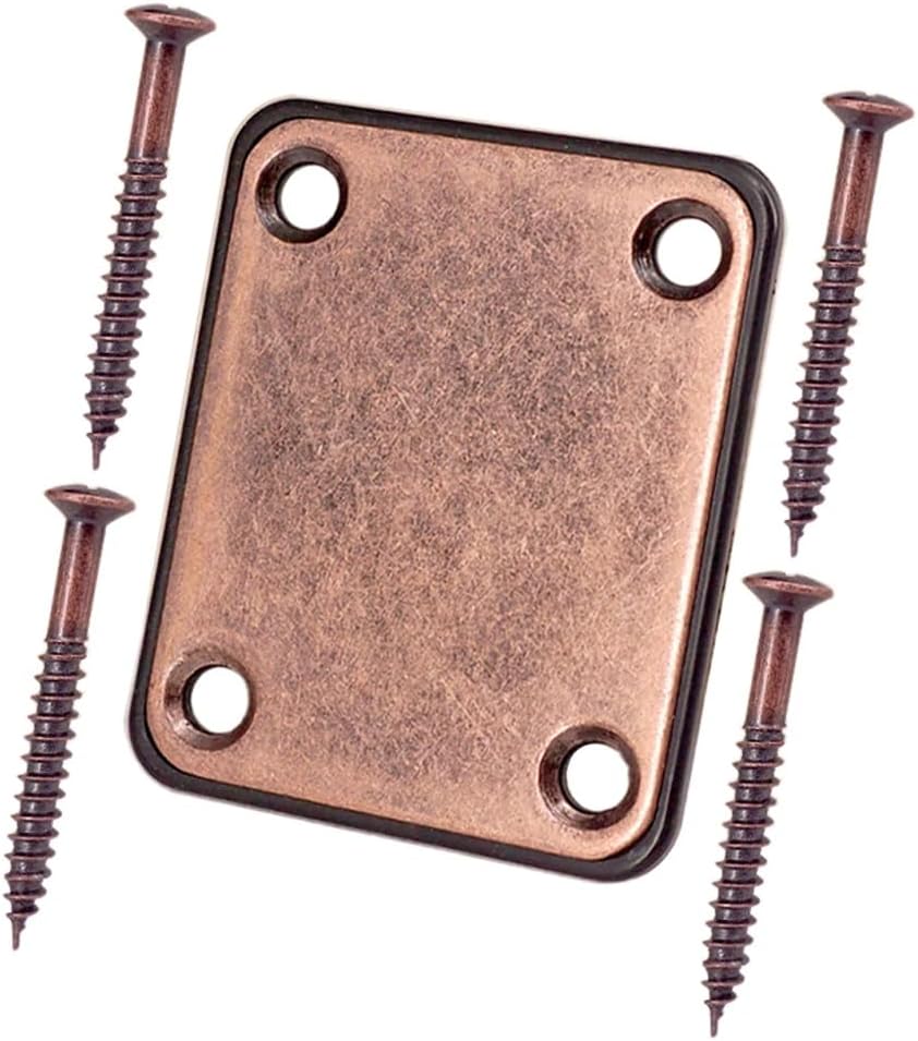 Aged Bronze Guitar and Bass Joint Neck Plate with Mounting Screws image 2