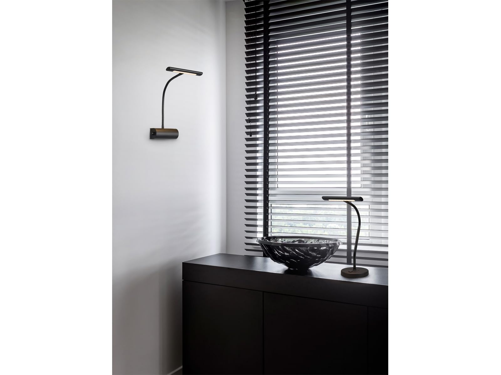 2er SET dimmbare Bilderleuchten mit Flexarm in Schwarz matt, Breite 18cm