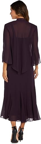 Miniatura 5 de R&M Richards - Vestido de gasa con cuentas para mujer