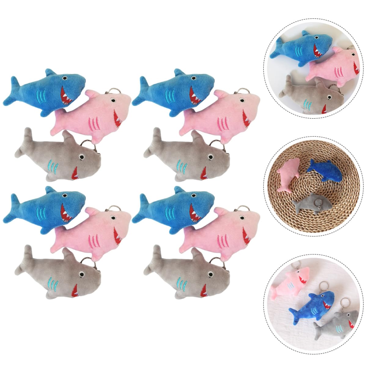 WOFASHPURET 12Pcs Adorable Fluffy Keychains Cartoon Bag Pendant Decorative Plush Keyring for Backpacks Handbags and Keys present for Sea Animal Lovers