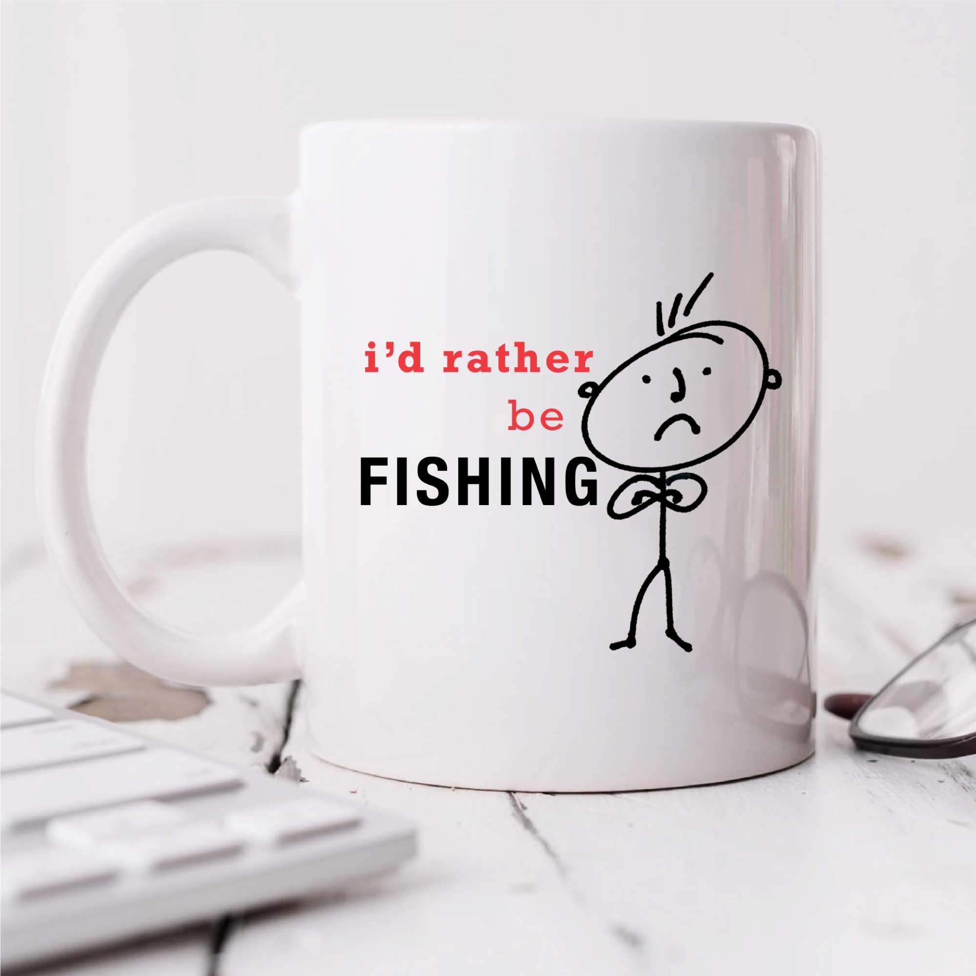60 Second Makeover Men's White Limited I'd Rather Be Fishing Mug Present Dad Boyfriend Man Gift Angling Angler