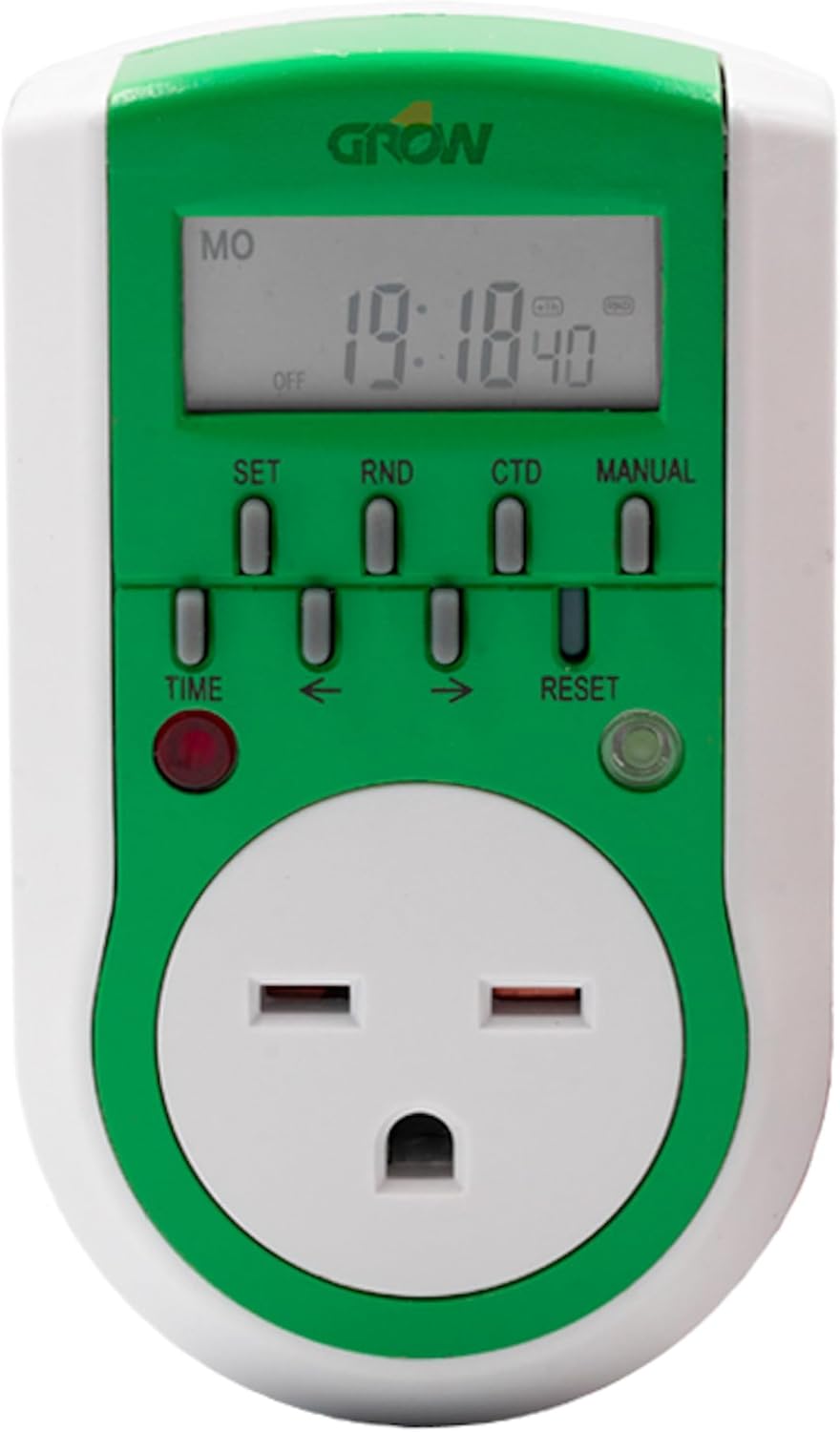 Grow1 240V Outlet Digital Timer, Single Outlet, 15A, Compatible with 220V, 230V & 240V Outlets, Great for Grow Lights, Reptile Enclosures & Aquarium Timer