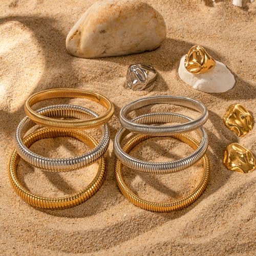 Stretch Bangles For Women 3pcs Gold and Silver Bracelets for Women Jewelry4