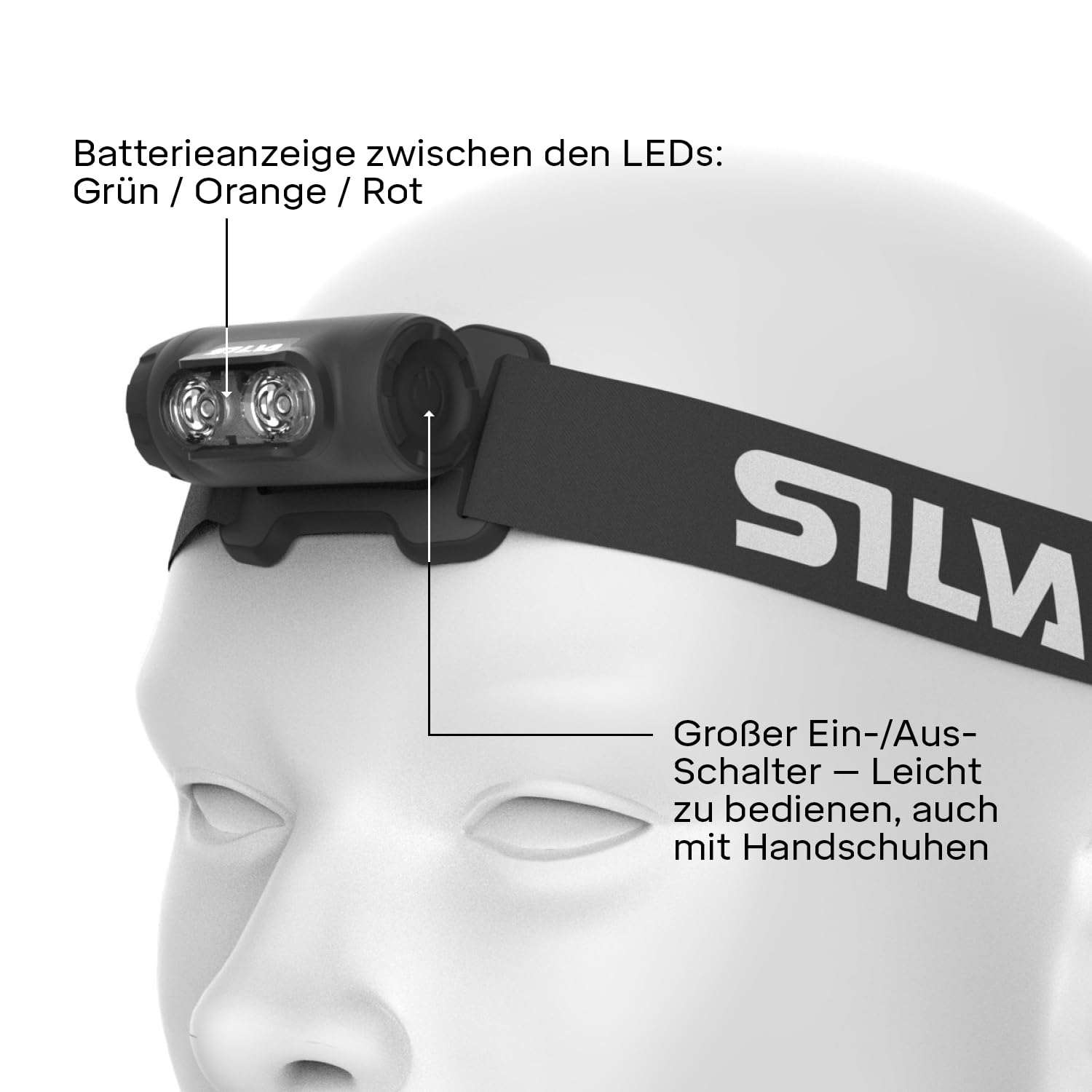 Silva Stirnlampe Aufladbar mit USB - Explore 4RC - 400 Lumen Stirnlampe Akku - 3 Helligkeitsstufen & 3 LED-Farben Kopflampe Rotlicht - Für Outdoor & Sport