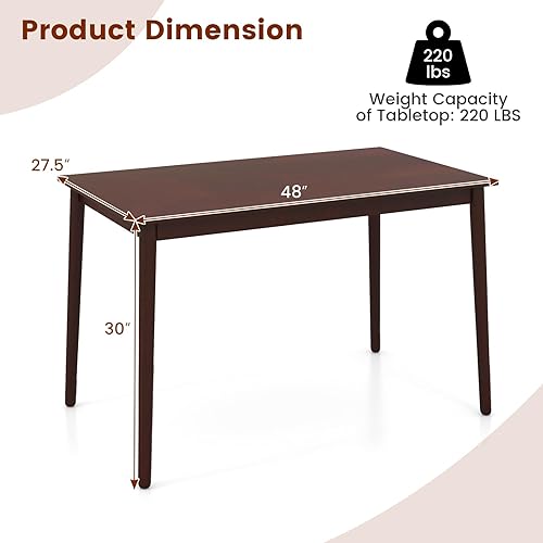 Miniatura 3 de Giantex Mesa de comedor para 4, mesa de cocina rectangular, mesa de comedor moderna de mediados de siglo con patas de madera de goma, mesa de