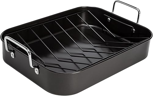 Ecolution Asador antiadherente con estante, acero al carbono con antiadherente premium, apto para horno hasta 450 F, fabricado sin PFOA, apto para