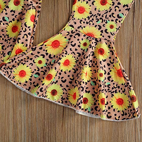 Toddler Baby Girl Clothes Set Short Sleeve Tassel T-Shirt Top Bottom Sunflower Flare Pants 2Pcs Spring Summer Outfits (Yellow, 4-5T) #TOP5