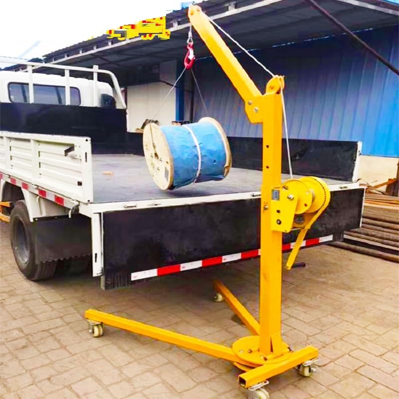 Movable Folding Crane with Hand Winch, Manual Lifting Tool for Tire Repair MINGPING(1100 lbs)