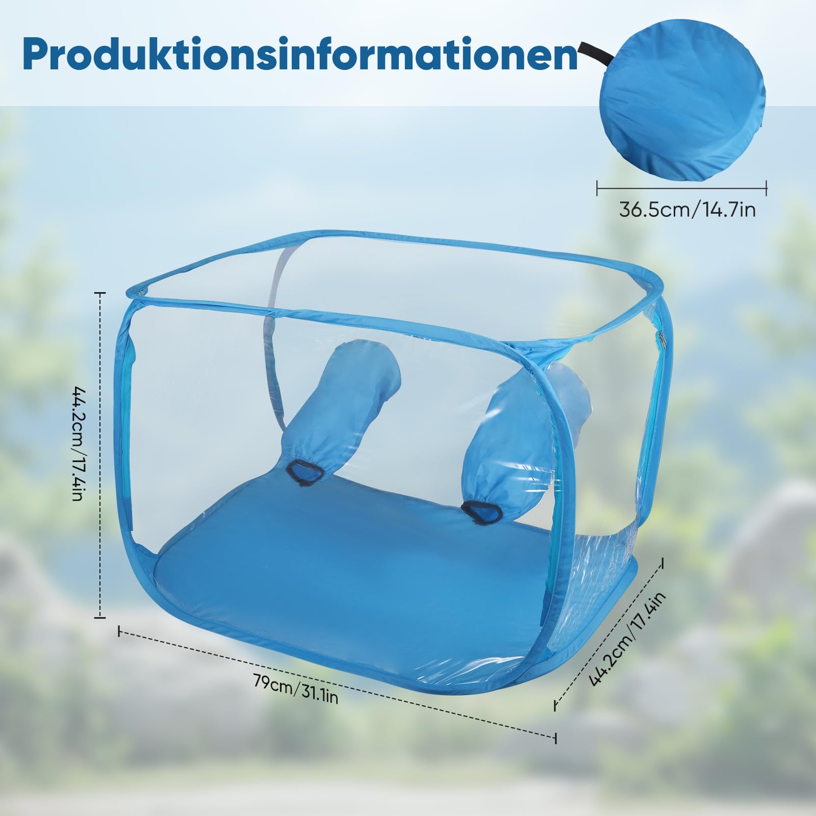 Pilze Züchten Growzelt, 60 x 60 x 90 cm Growbox. Tragbarer und klappbarer Grow Zelt mit Zwei Armöffnungen Grow Box für Pilzee wie Enoki Pilze, Heilpilze, Pilze im Allgemeinen(Blau) Gr