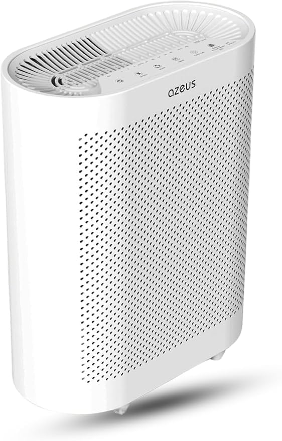 Azeus FS32 True HEPA Purificador de aire para habitaciones grandes, blanco, alto CADR 400 mh, eliminación de caspa de mascotas de polvo de humo,