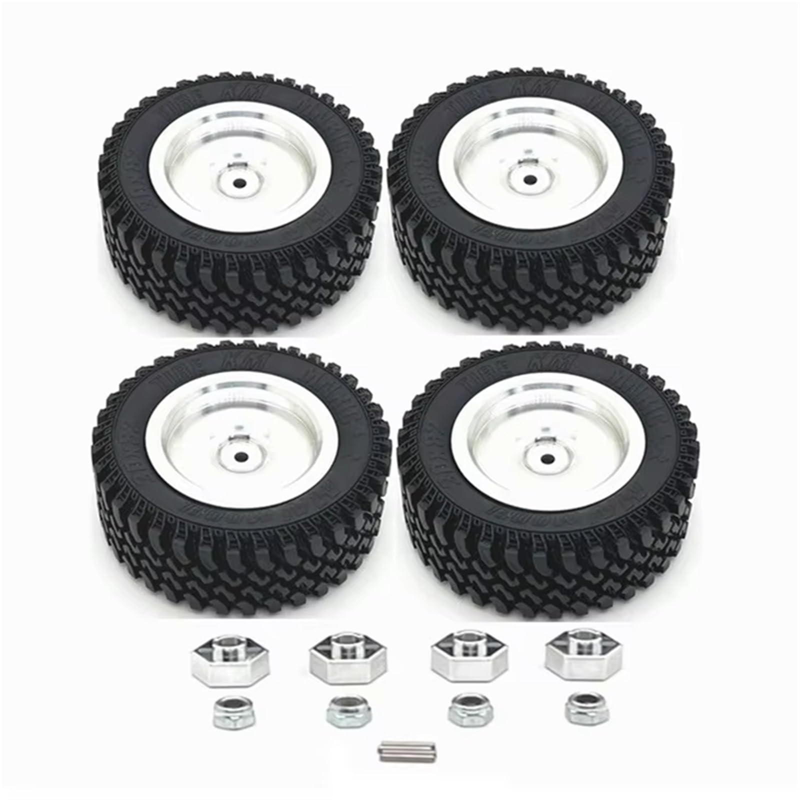 Accesorios coches RC per MN168 4 Pezzi 82mm Cerchione Metallo Set di Pneumatici Gomma 1/12 RC Accessori per Parti Aggiornamento per Auto